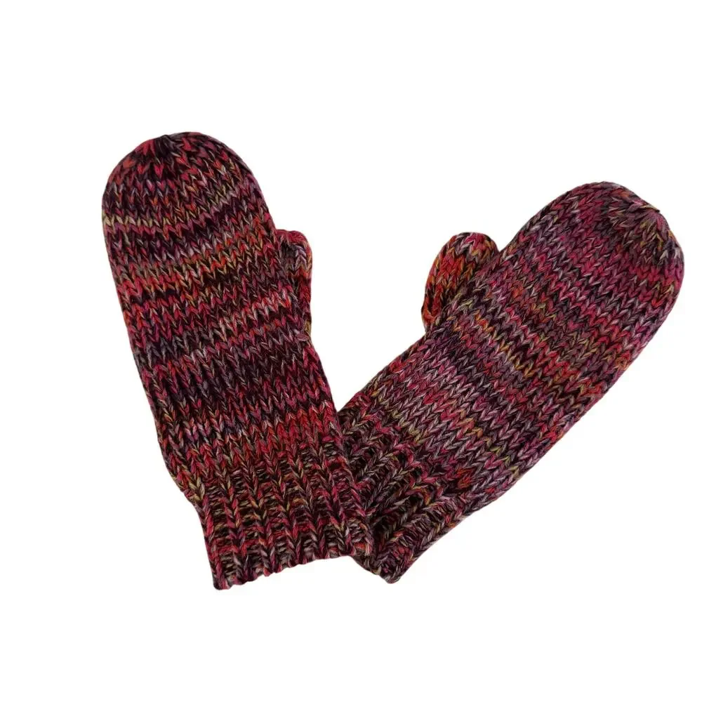 NWT Red Pink Marled Knit Mittens Winter Cozy Y2K